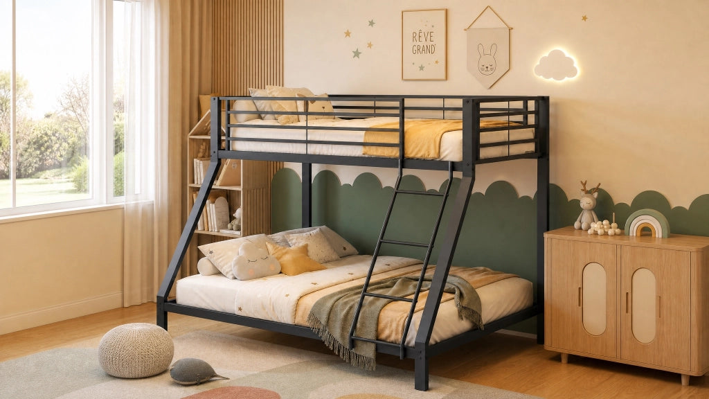 letto a castello metallo nero 146 x 204.5 cm