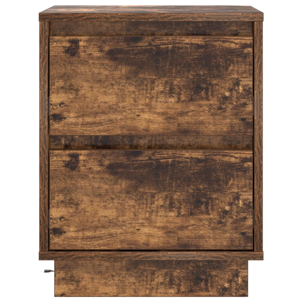 Comodini con luci LED 2 pezzi Rovere affumicato 39x34.5x50 cm