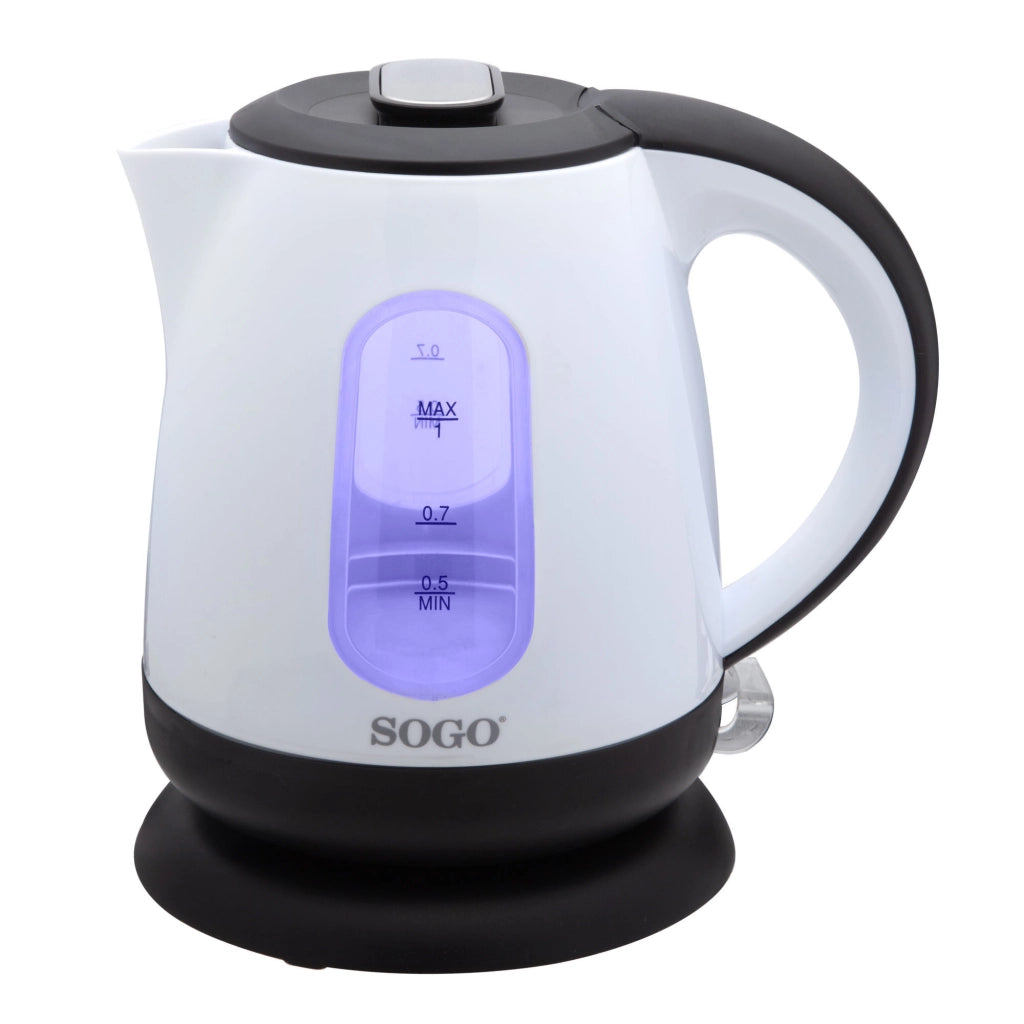 Bollitore elettrico senza fili 1 litro, riscaldamento rapido 1600W con spegnimento automatico e base 360 gradi - Sogo