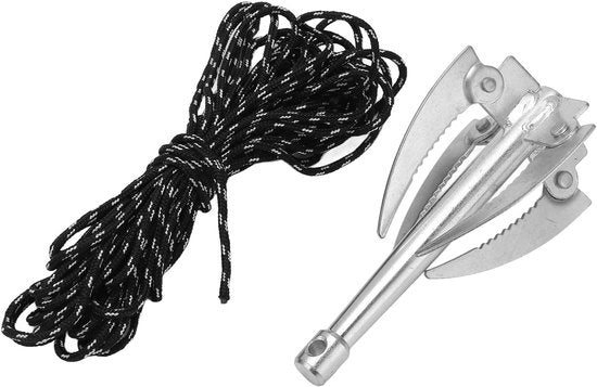 Strumento per rimuovere le erbacce - Acciaio inossidabile - Coltello per erbacce acquatiche - Pieghevole - Portatile - 10 m Corda - Duraturo e resistente - Coltello per erbacce
