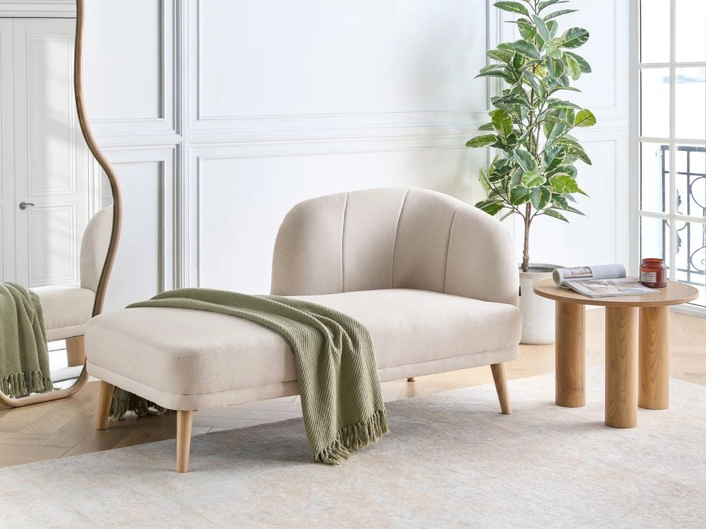 Chaise longue  a destra Tessuto poliestere beige chiaro Mobili da soggiorno tradizionali