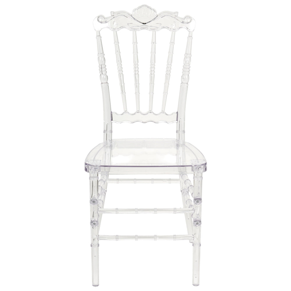 Set di 2 sedie da pranzo in plastica trasparente stile vintage banchetto
