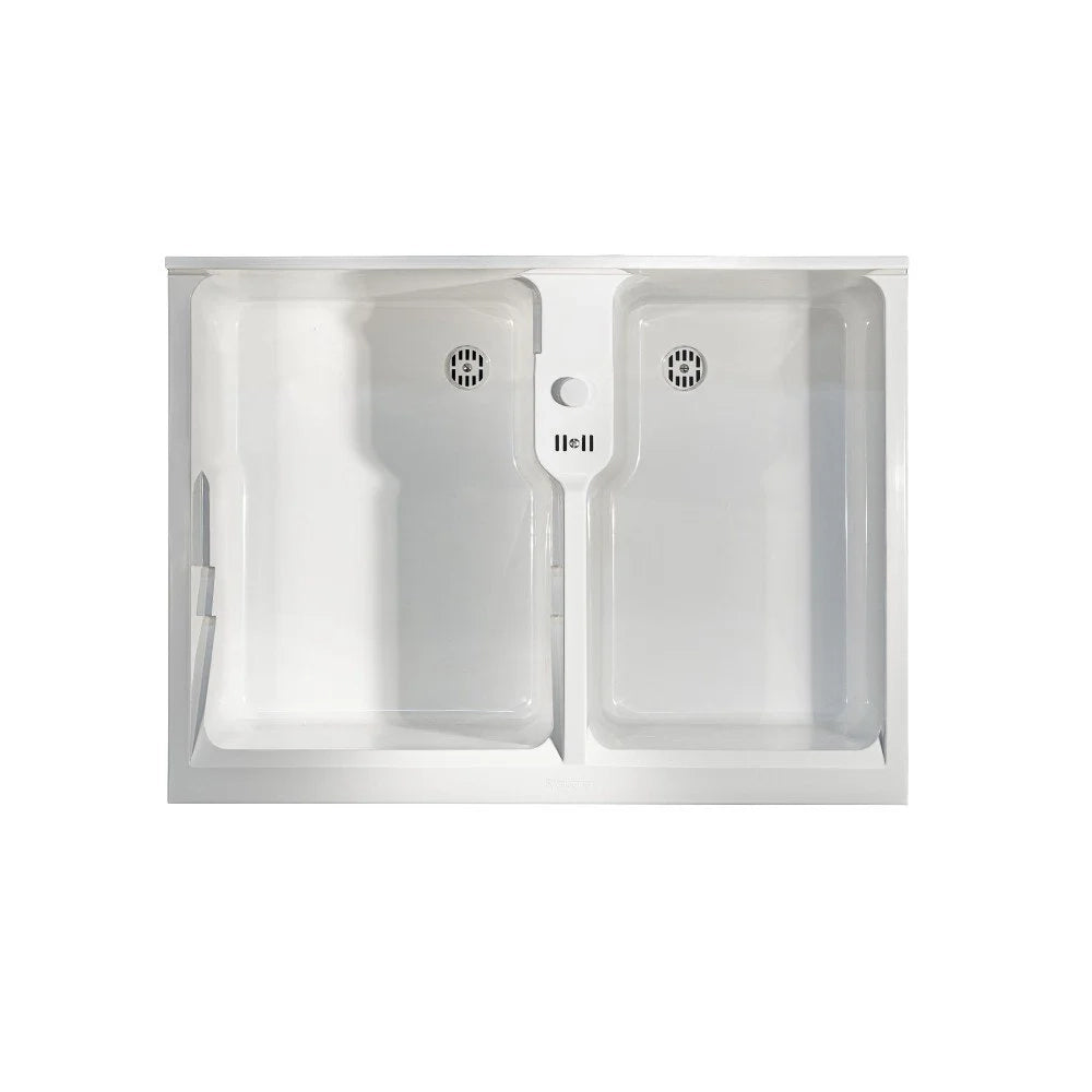 Mobile lavatoio 60x80 cm bianco con vasca in termoplastico, fondo salvagoccia e asse in termoplastico | Lavella