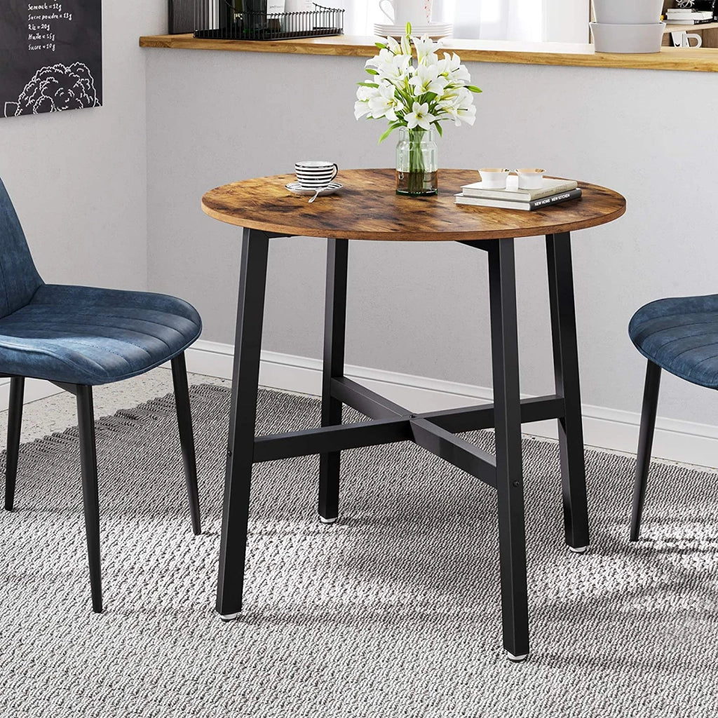 Valora TAVOLO ROTONDO Tavolo rotondo in acciaio marrone rustico 80x75 cm