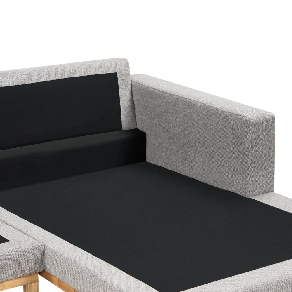 Divano angolare a sinistra Rivestimento in poliestere grigio Gambe in legno Elegante