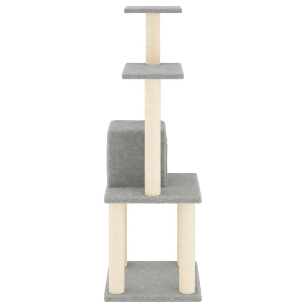Tiragraffi per gatti torre per arrampicata giocattolo piattaforma per arrampicata con tiragraffi in sisal leggero 105 cm grigio 02_0022543