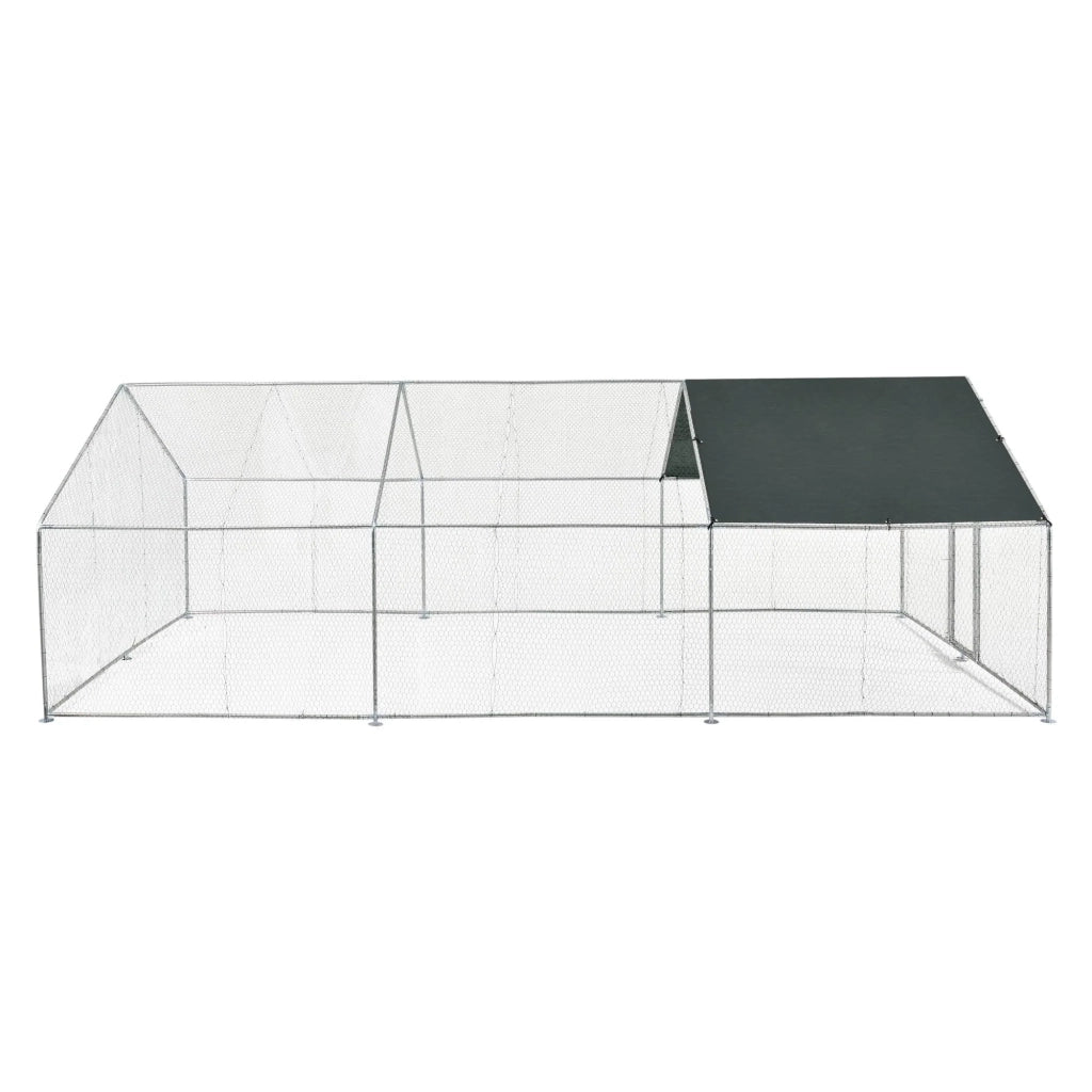 Gabbia voliera per animali da esterno con serratura struttura in acciaio zincato 3 x 6 x 2 m verde scuro argento 03_0005142