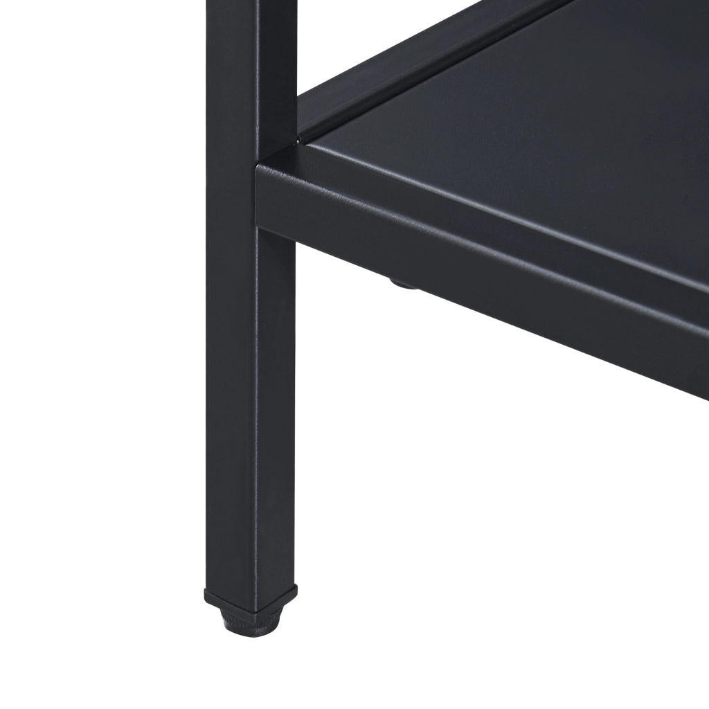 Tavolino Basso Kumlinge in Acciaio con Ripiani Quadrati 47 x 45 x 45 cm Nero [en.casa]