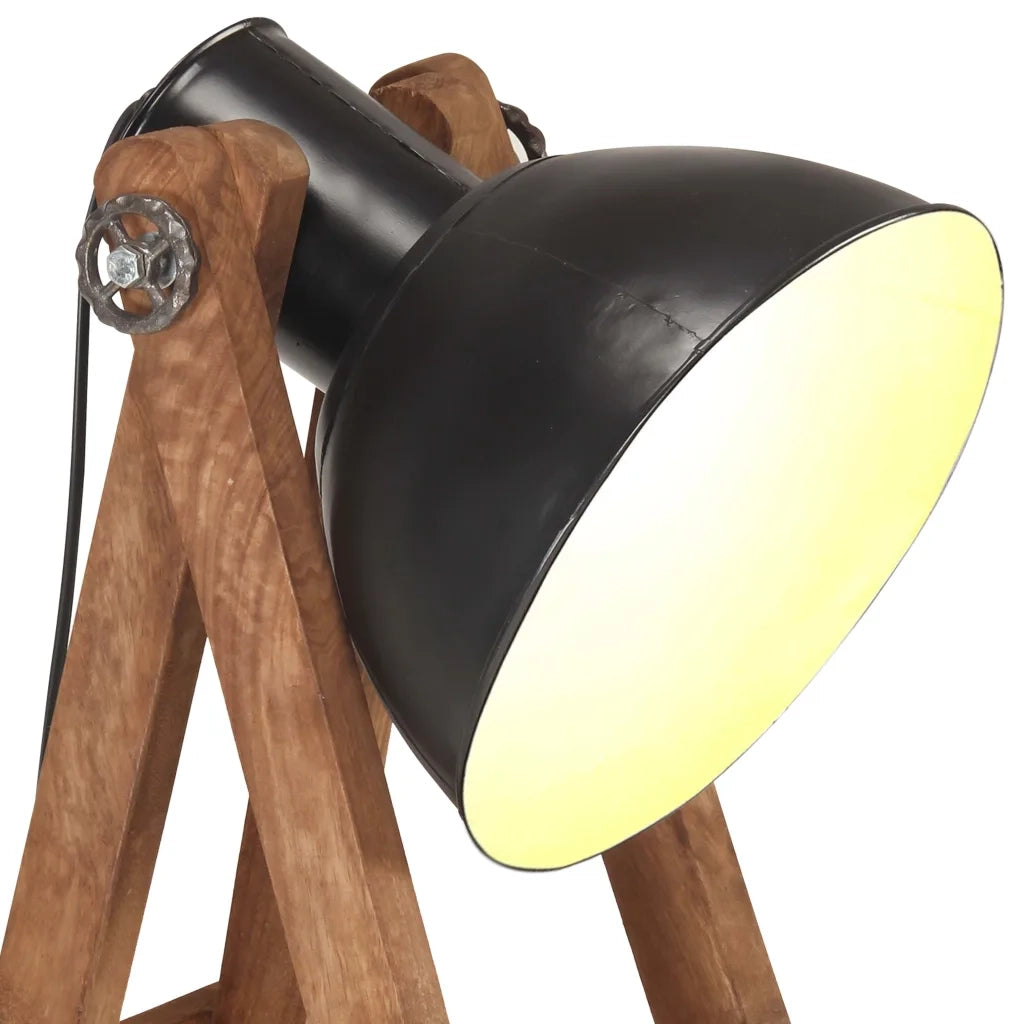 Lampada da Pavimento Nera E27 in Legno Massello di Mango CFW5636593