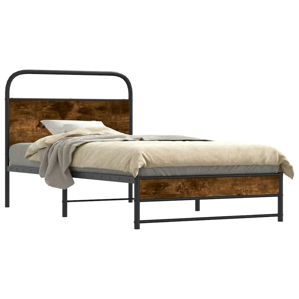 Giroletto senza Materasso-Struttura Letto Rovere Fumo 90x190 cm in Truciolato 200293