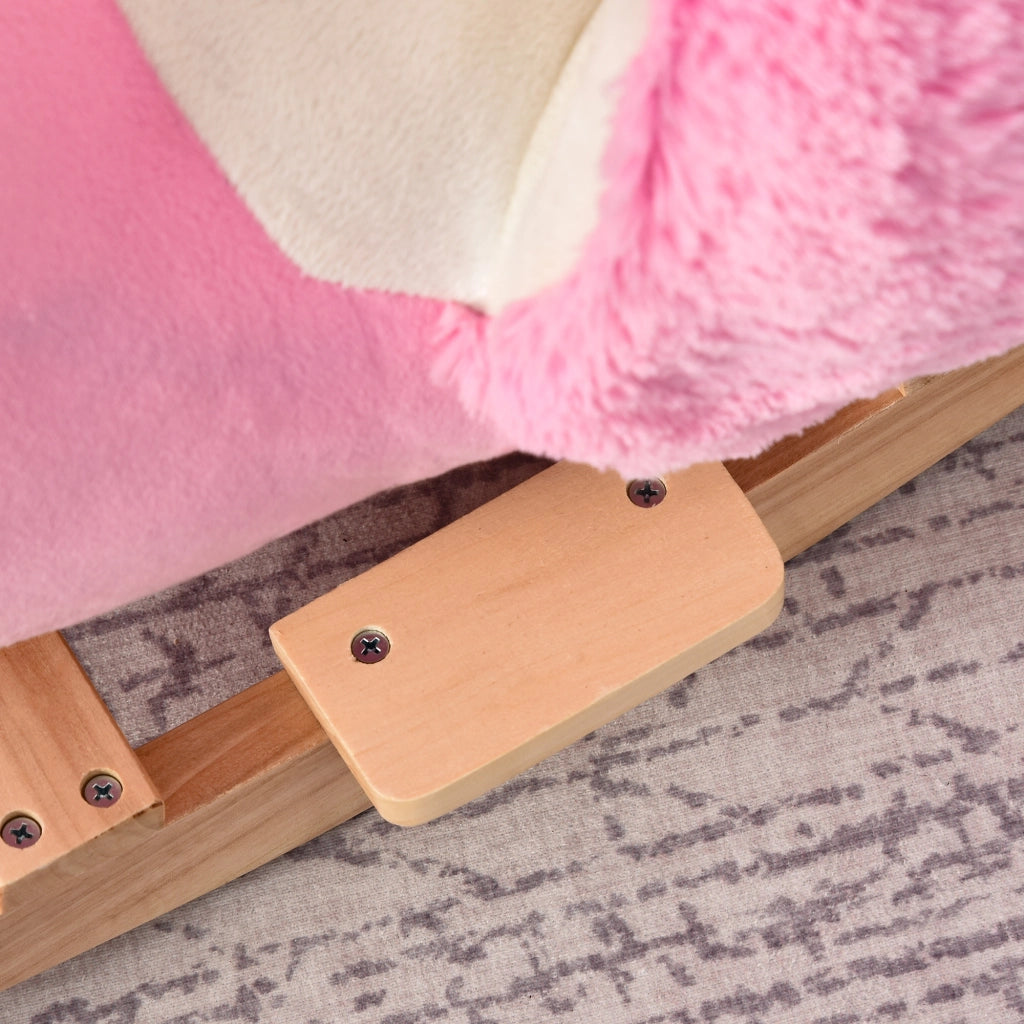 Cavallo a Dondolo per Bambini in Legno con Cinture di Sicurezza ¨C zephmum ¨C Rosa