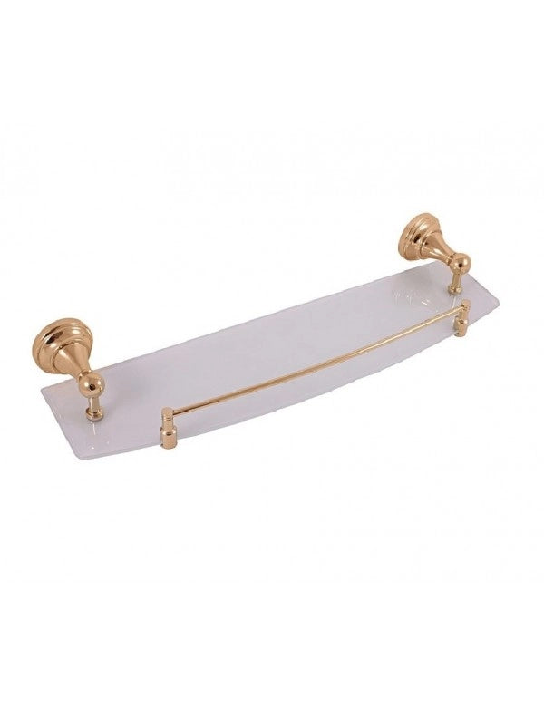 Mensola doccia a muro MORAVA con binario retrò in ottone dorato 50x14x7,6 cm