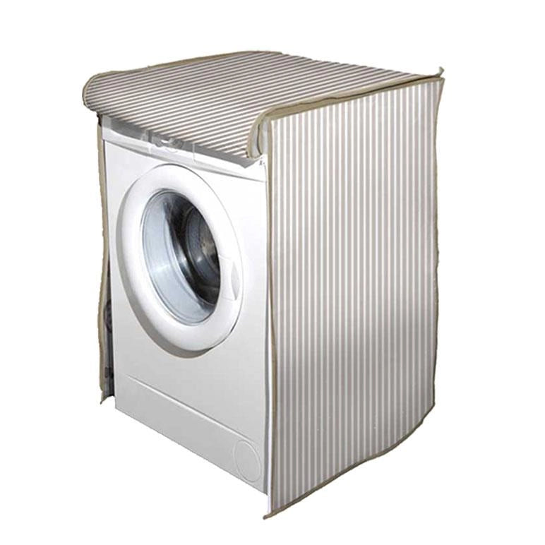 COPRILAVATRICE IN TESSUTO CON CHIUSURA ZIP, CON FANTASIA A RIGHE MARRONE, DIMENSIONI 65X55X85CM