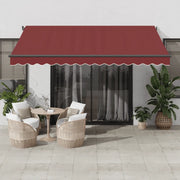 vidaXL Tenda da Sole Retrattile Automatica con LED Bordò 400x350 cm