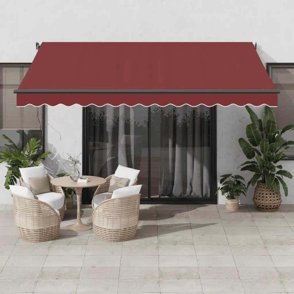 vidaXL Tenda da Sole Retrattile Automatica con LED Bordò 400x350 cm