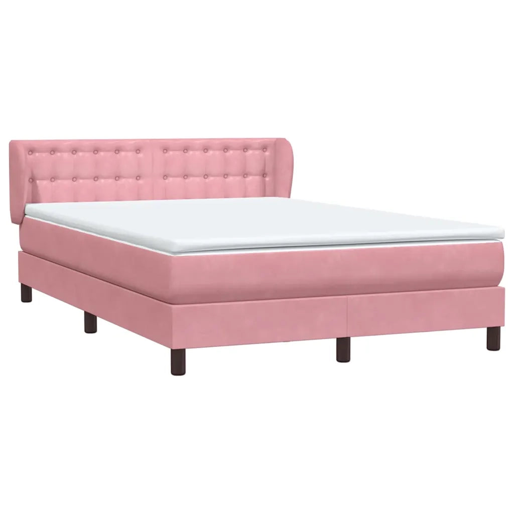 Giroletto a Molle con Materasso Rosa 160x210 cm in Velluto