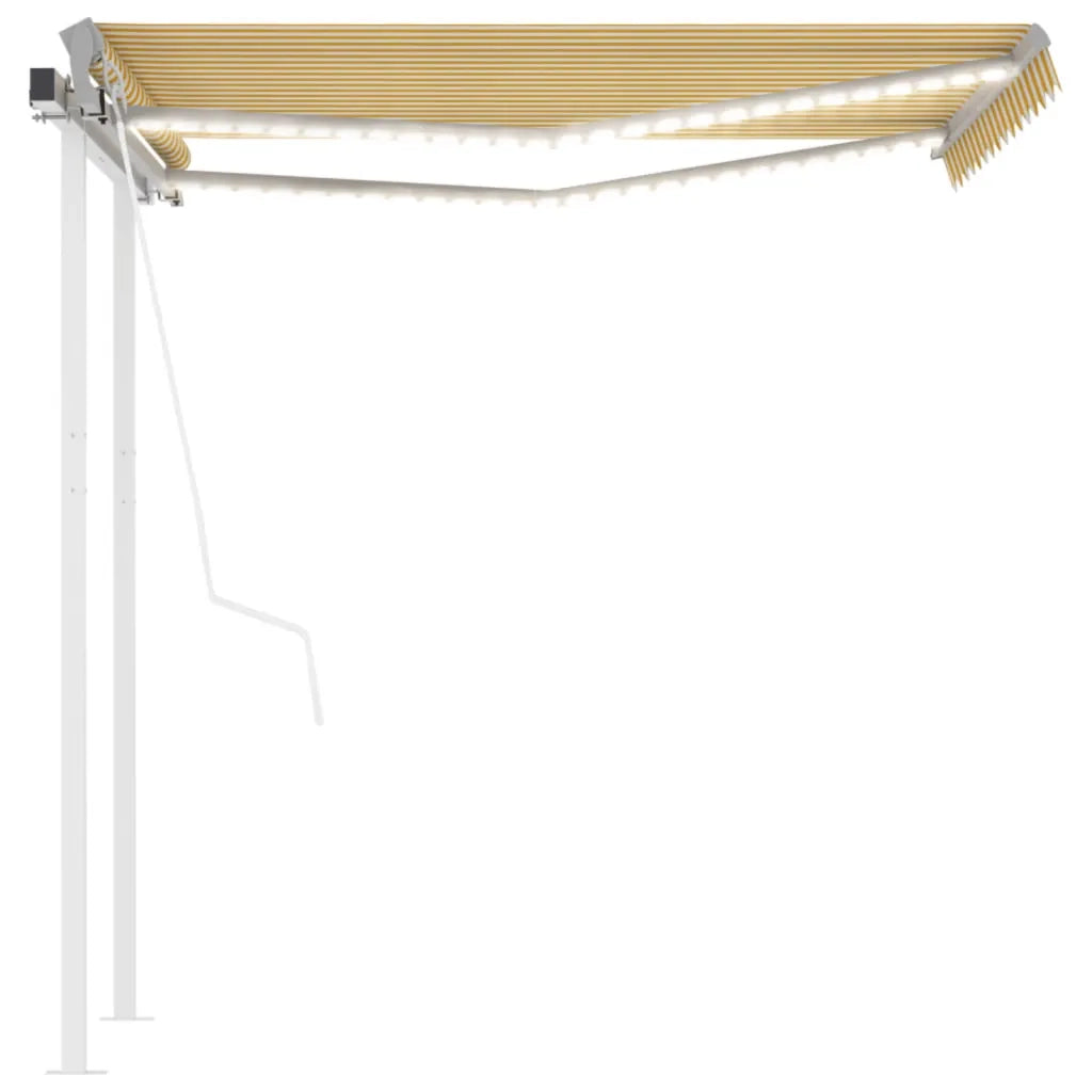 Tenda Automatica Sensore Vento e LED 3,5x2,5 m Gialla e Bianca 3069933
