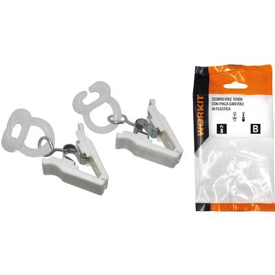 SCORREVOLE TENDA CON PINZA GIREVOLE SELF WORKIT - PLASTICA CF=PZ 10- 2 confezioni