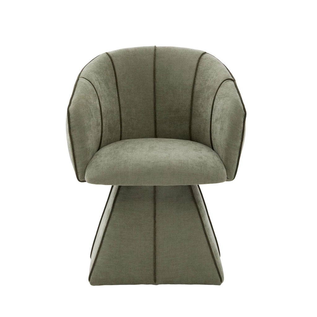 Poltrona girevole in tessuto Chenille, seduta ergonomica con schienale alto, colore oliva