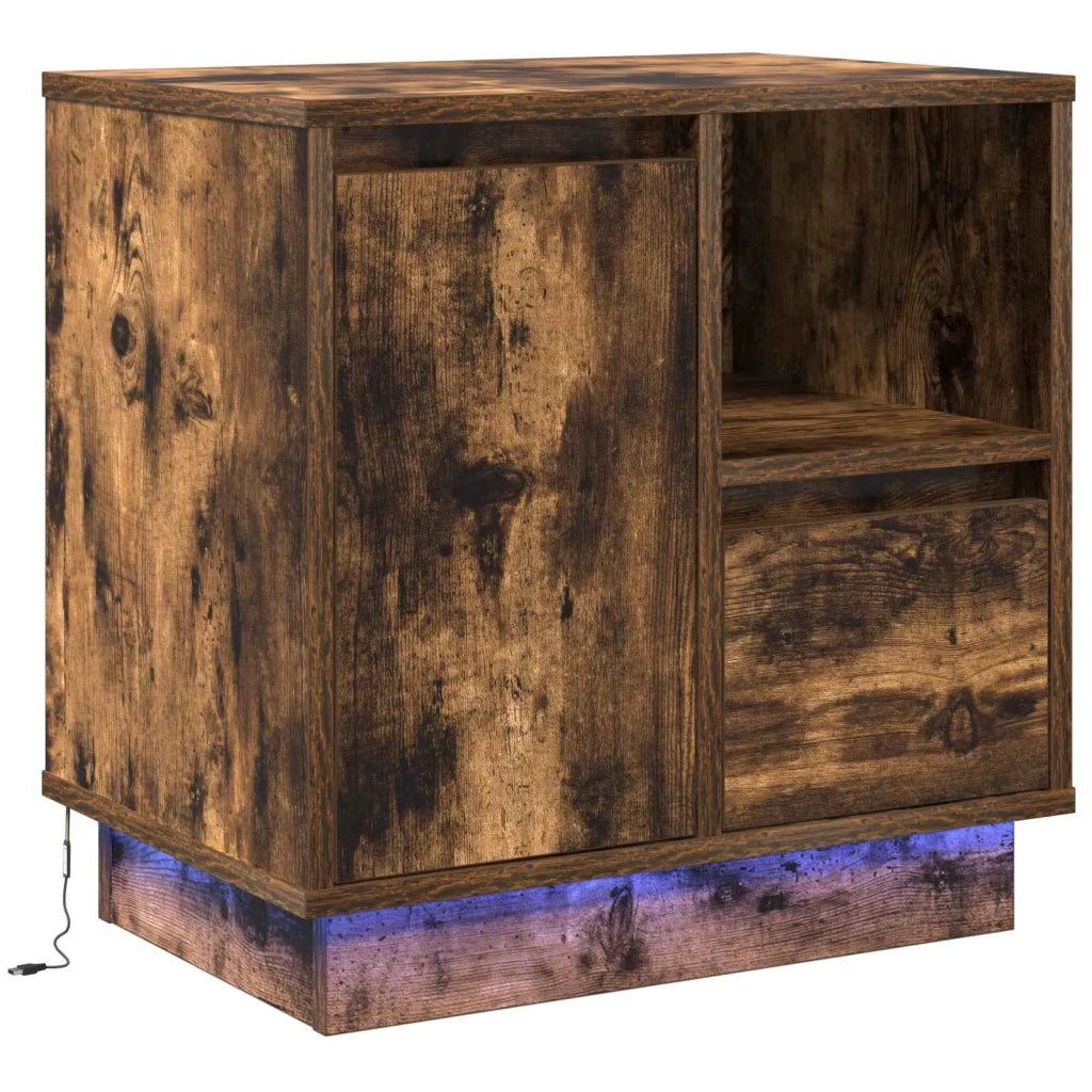 Comodino | Armadio da Notte | Mobiletto da notte con cassetto Rovere fum¨¦ 50 x 34,5 x 50 cm.