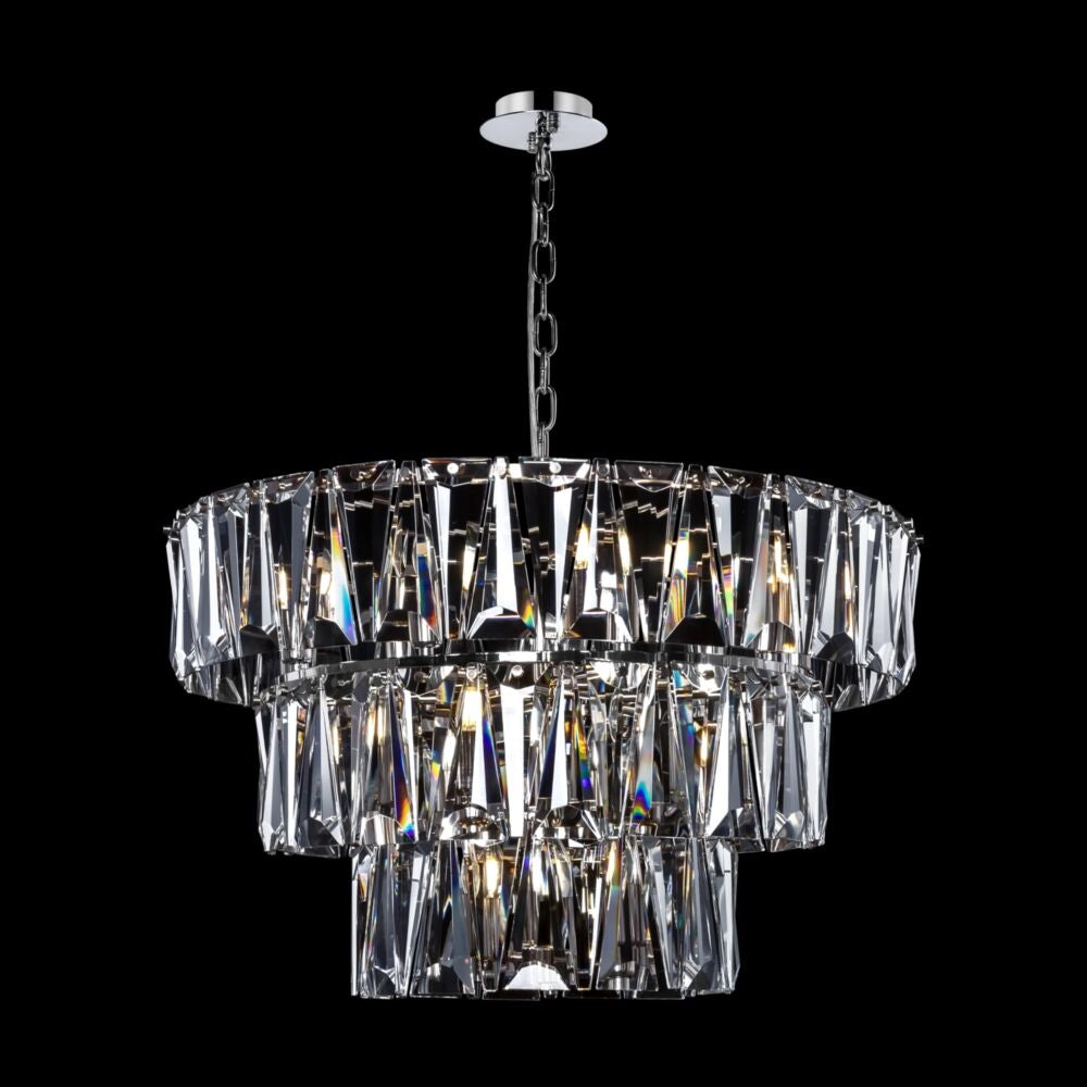 Lampadario cristallo cromato Maytoni Puntes 18 luci Ø77