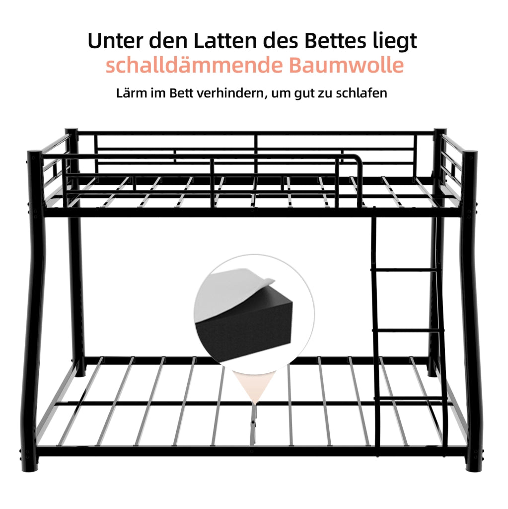 Letto a castello in ferro nero 90x190 e 140x190 cm