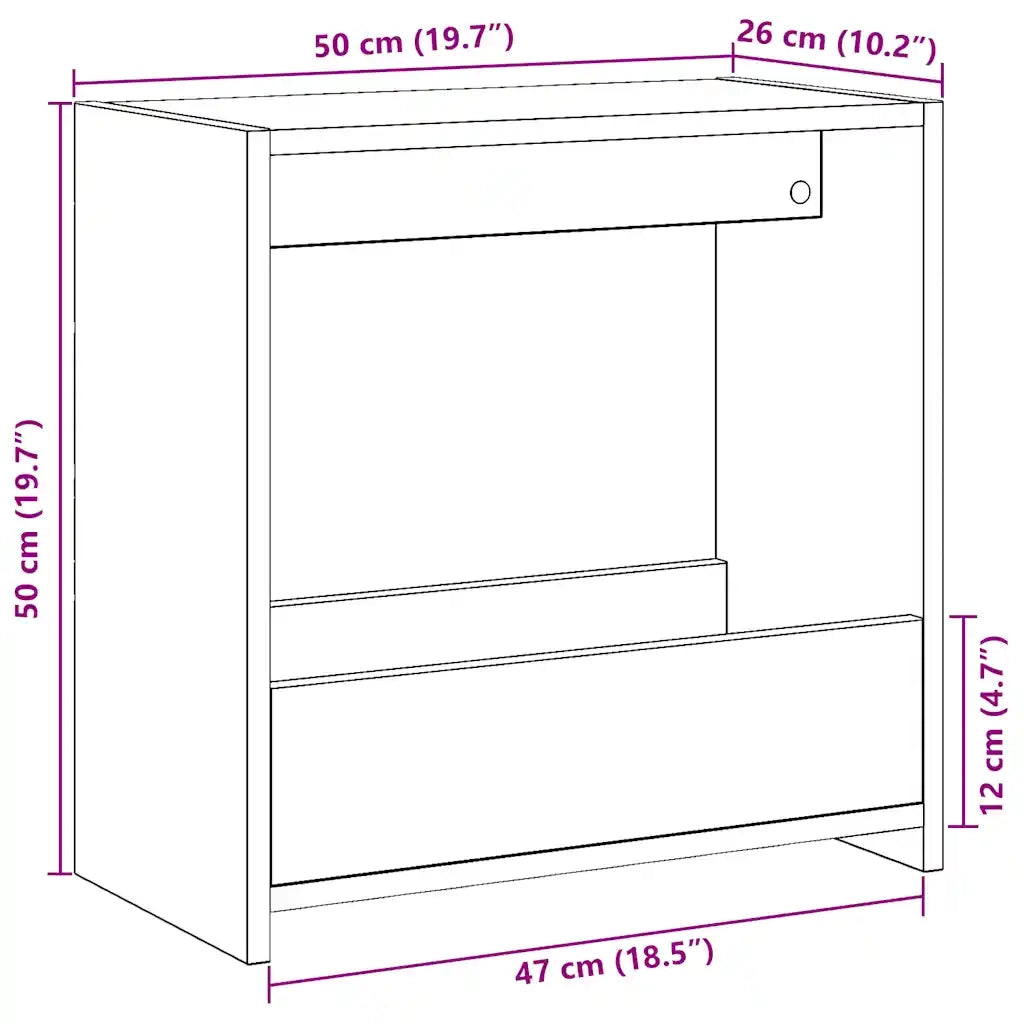 Tavolino Rovere Artigianale 50x26x50 cm in Legno Multistrato 856539