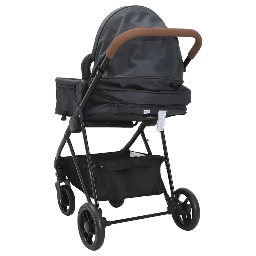 vidaXL Passeggino 2 in 1 Antracite e Nero in Acciaio