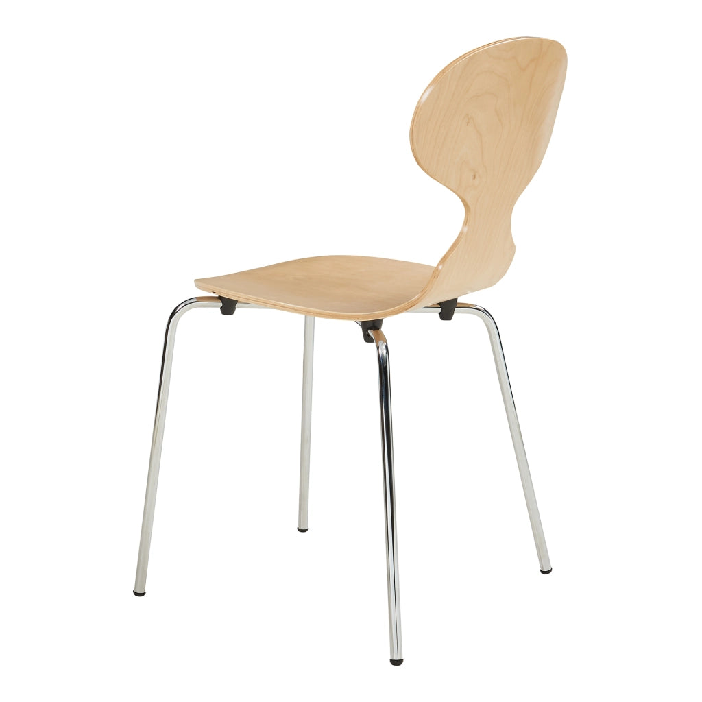 Set Kil di 4 Sedie Impilabili da Sala Pranzo - Effetto Legno / Cromato [en.casa]