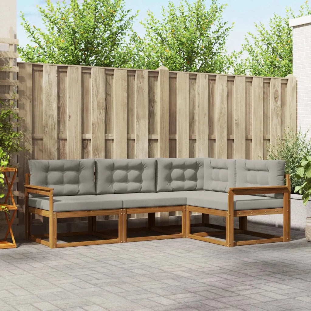 Set di divani da esterno 4 pcs Grigio Naturale e Chiaro