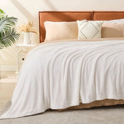 Banco in Muslin con Fleece e Coton, 200x230, Deken Leggero e Soffice per il Divano, Crème