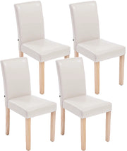 Set di 4 sedie da pranzo in finta pelle Ina crema,natura