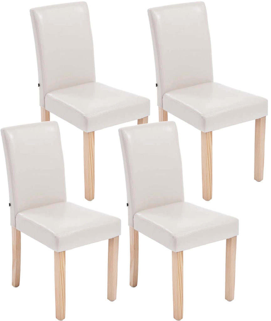 Set di 4 sedie da pranzo in finta pelle Ina crema,natura