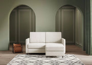 Divano karay 2 posti (due sedute da 60cm) + pouf misure esterne l.138 p.155 | latte - Mobili 2G