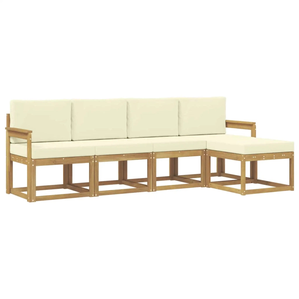 Set di divani da esterno 5 pz Bianco e Crema 3387479