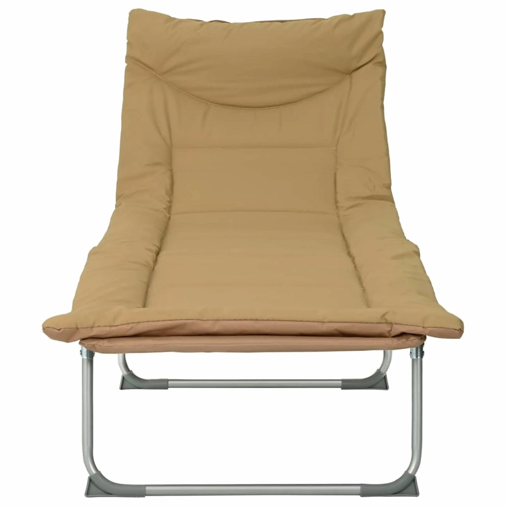 Lettino prendisole pieghevole con cuscino 2 pz Beige 42032386
