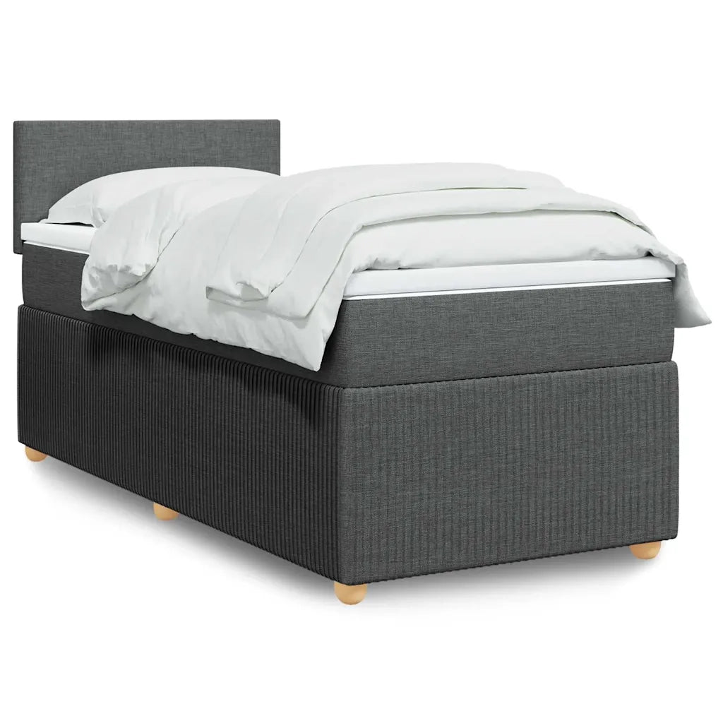 vidaXL Giroletto a Molle con Materasso Grigio Scuro 90x200 cm Tessuto