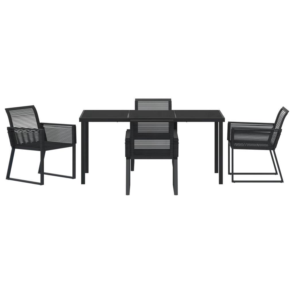 Set da Pranzo da Giardino 5 Pezzi Nero Polirattan