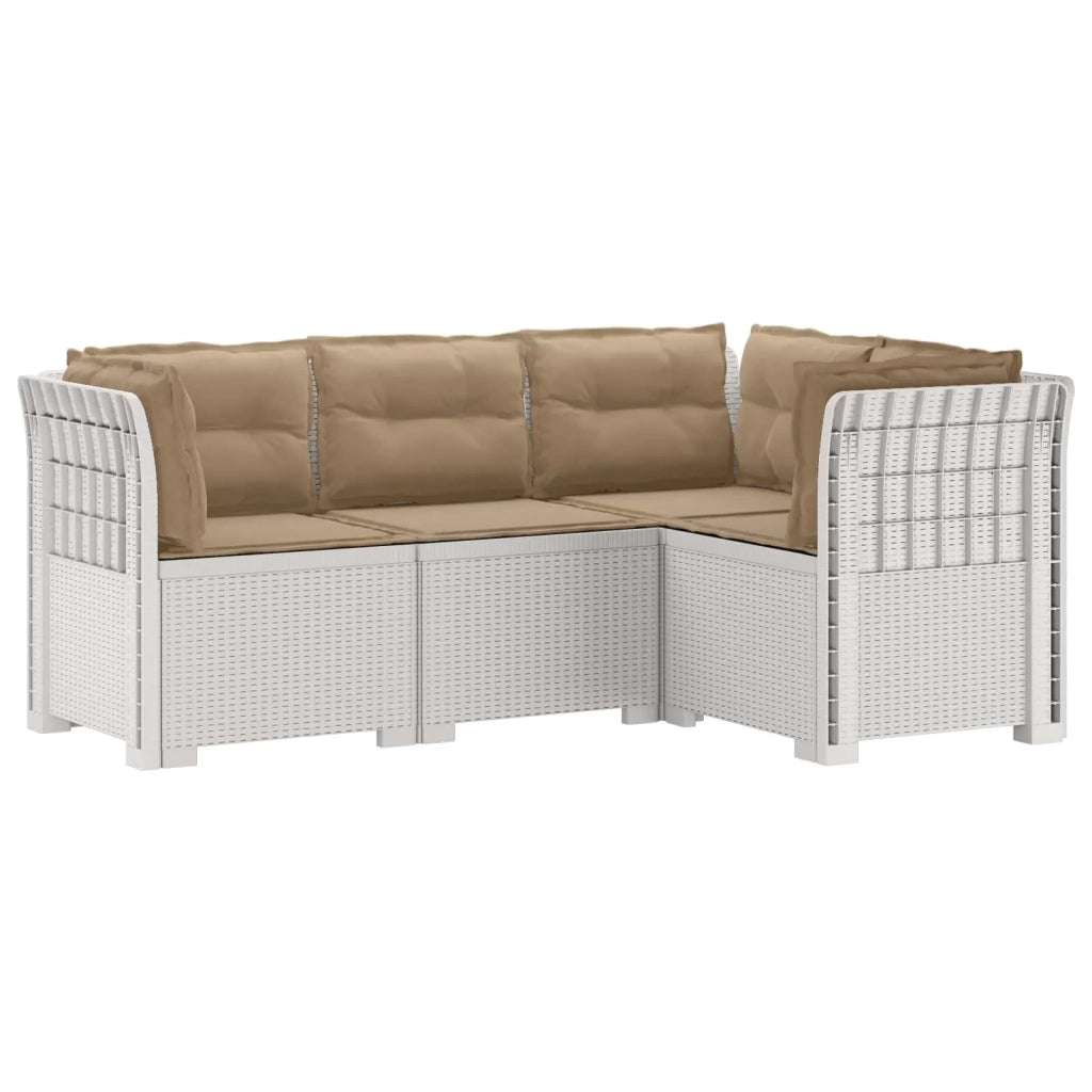Divano da Giardino 4 Posti con Cuscini Aspetto Rattan PP Bianco 3443988