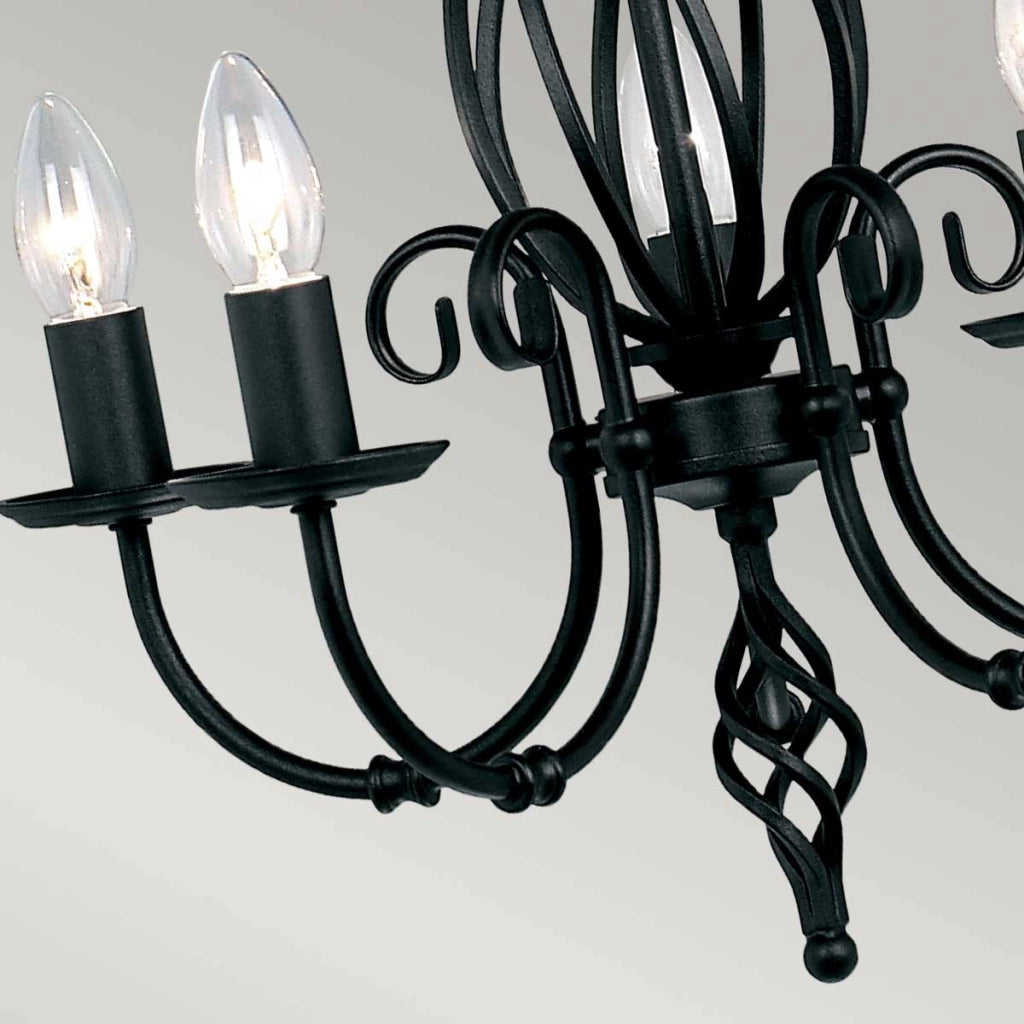Lampadario Artisan nero, struttura artigianale 5xE14 Elstead