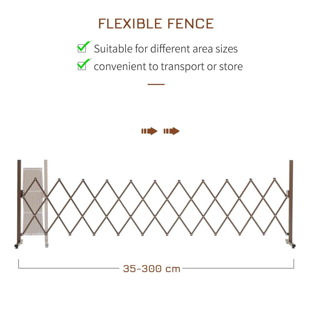 Cancello/barriera estensibile a forbice, 35-300 cm, ideale per giardini, in alluminio, marrone, H103,5 cm