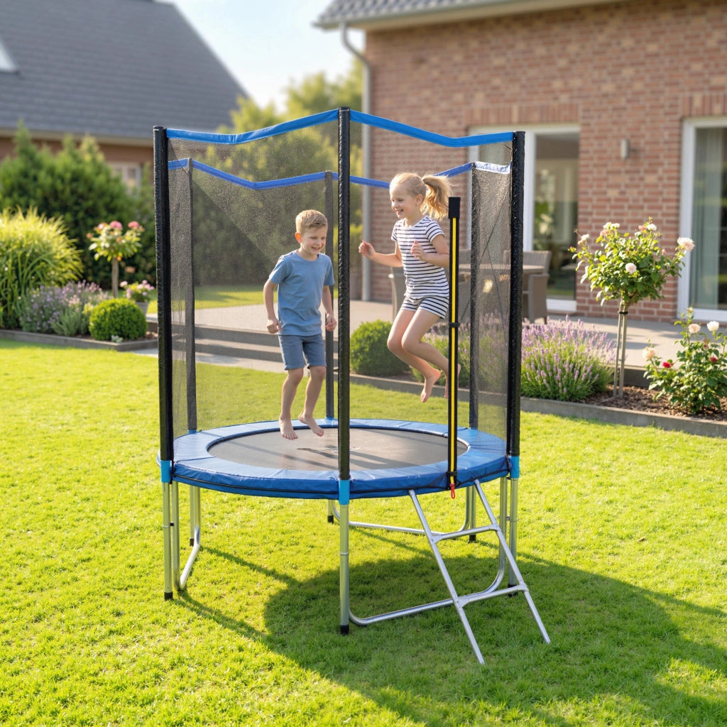 Trampolino Esterno con Rete di Sicurezza ¨C Zephmum ¨C Blu ?183 cm
