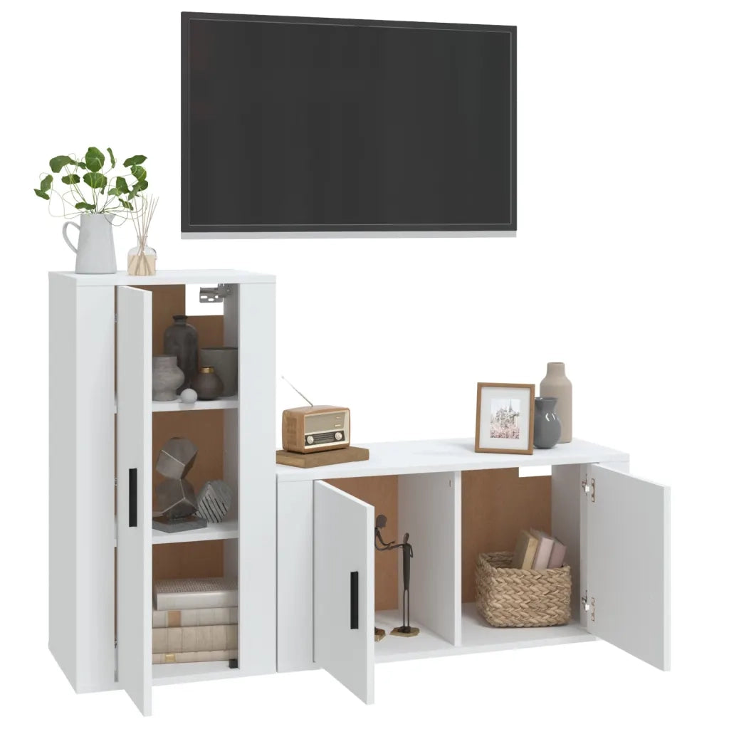 Set di Mobili Porta TV 2 pz Bianco in Legno Multistrato 3188470