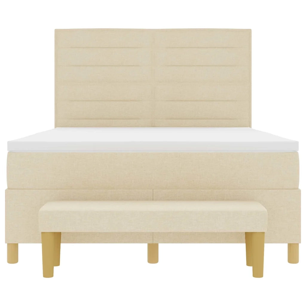 Letto a molle con testiera Crema 190 x 140 cm Tessuto 3344224