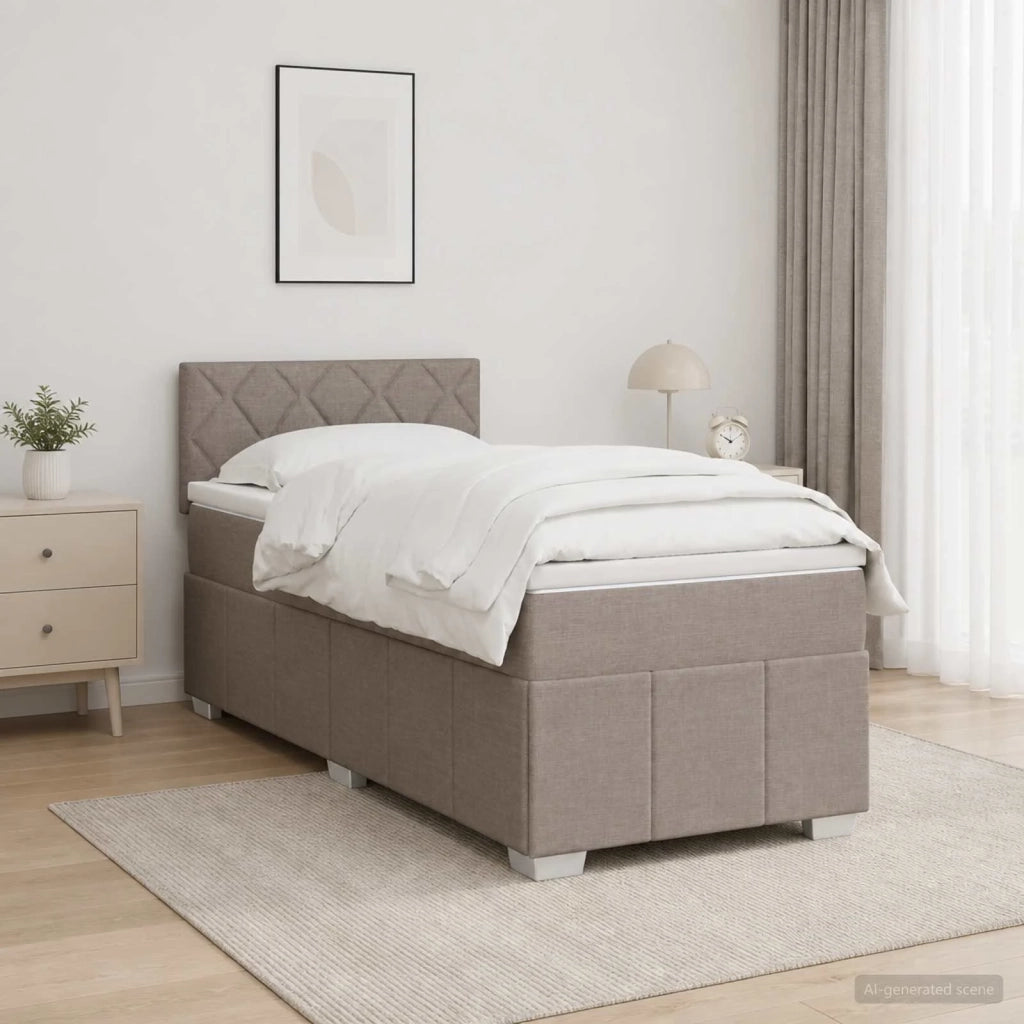 Letto box spring con materasso Tortora 90 x 200 cm Tessuto 3452597