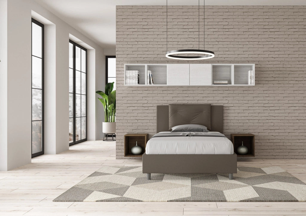 Letto 1 Piazza e Mezzo 120x190 cm con Rete e Contenitore Appia Cappuccino