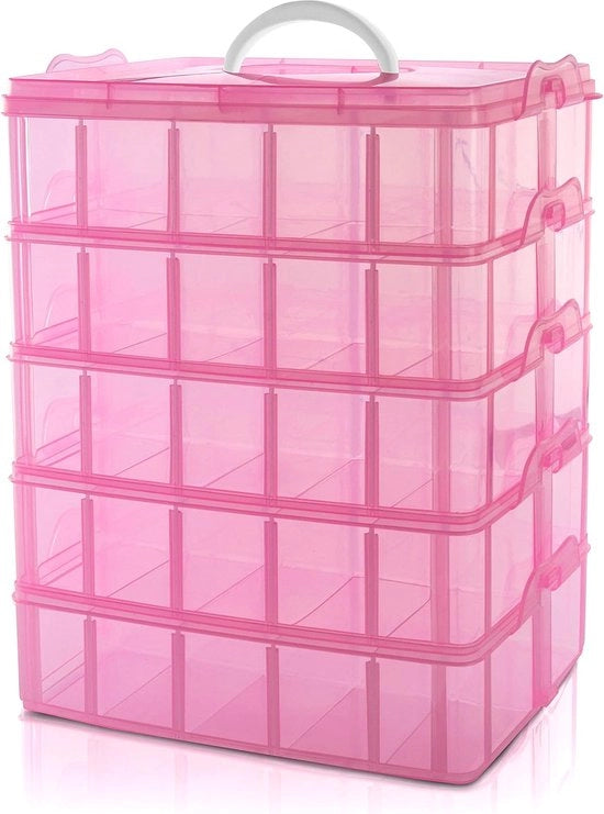 Cassetti di ordinazione 5 livelli per piccoli accessori con 50 distributivi regolabili - cassettiera - box dei viti - cassettiera di ordinazione - conservazione per piccoli accessori per giocattoli, gioielli, cosmetici e accessori