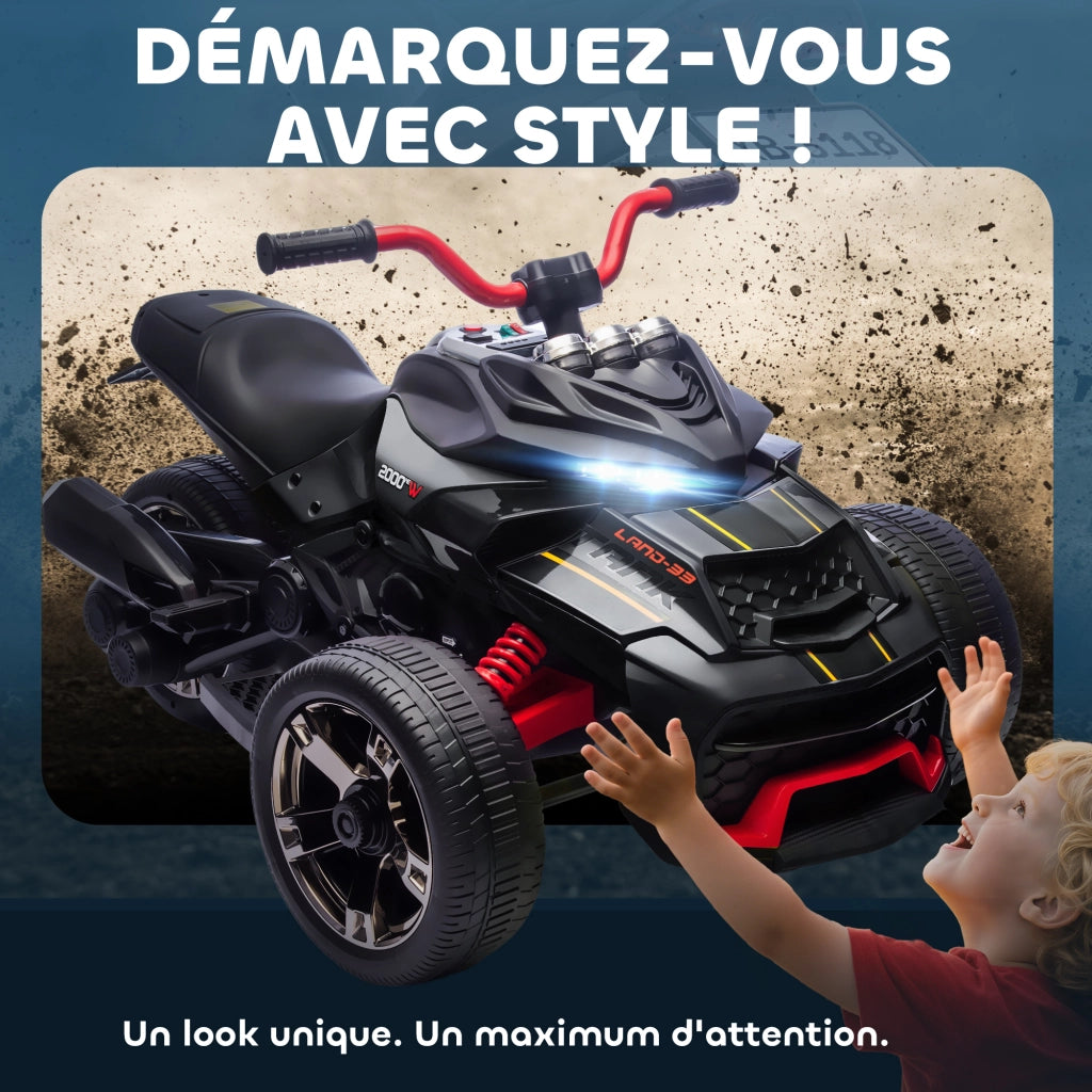 Auto elettrica per bambini ¨C zephmum ¨C 12V 3 ruote 2 motori nero
