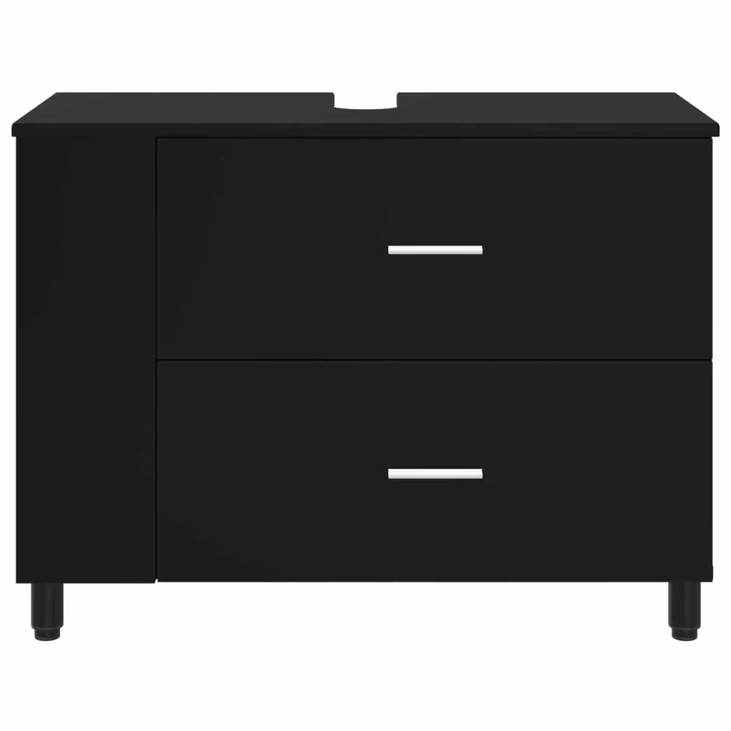 Mobiletto da bagno Nero 80 x 35 x 60 cm Legno ingegnerizzato 889386