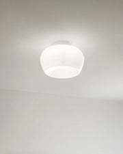 Plafoniera LED a sospensione in vetro bianco serie 10S48532, 20W 3000K, Dimmerabile, Struttura in metallo bianco opaco, Diametro 38 cm - Perenz